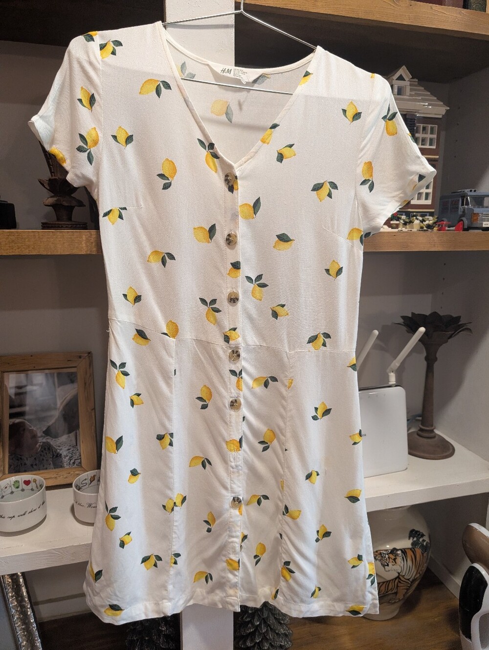 H&M Youth Girls White Lemon Print Sun Dress Size US 14